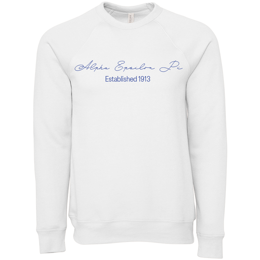 Alpha Epsilon Pi Embroidered Scripted Name Crewneck Sweatshirts