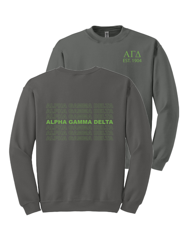 Alpha Gamma Delta Repeating Name Crewneck Sweatshirts