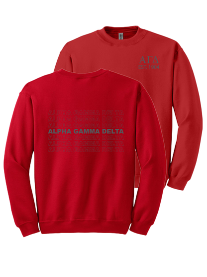 Alpha Gamma Delta Repeating Name Crewneck Sweatshirts