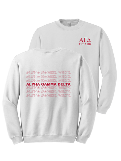 Alpha Gamma Delta Repeating Name Crewneck Sweatshirts