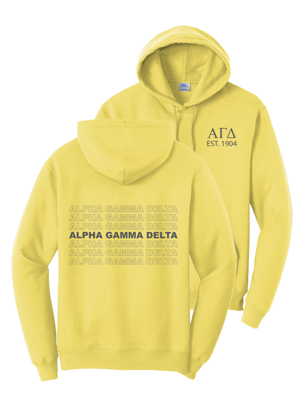 Alpha Gamma Delta Repeating Name Hooded Sweatshirts