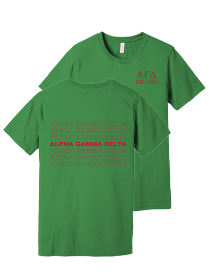 Alpha Gamma Delta Repeating Name Short Sleeve T-Shirts