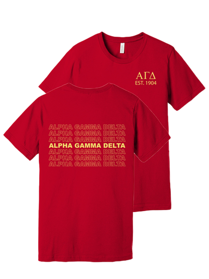 Alpha Gamma Delta Repeating Name Short Sleeve T-Shirts