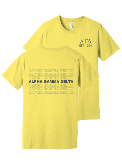 Alpha Gamma Delta Repeating Name Short Sleeve T-Shirts