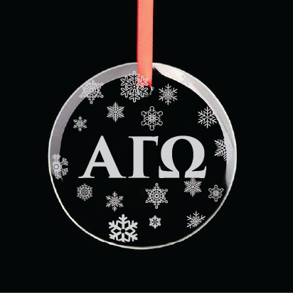 Alpha Gamma Omega Round Multi-Snowflake Ornament