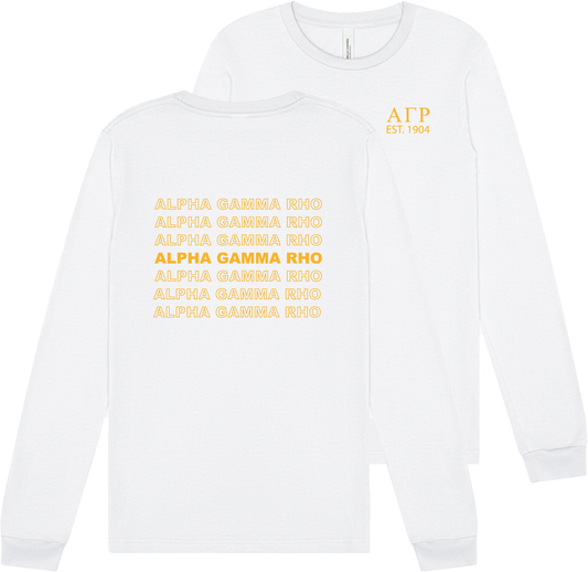 Alpha Gamma Rho Repeating Name Long Sleeve T-Shirts