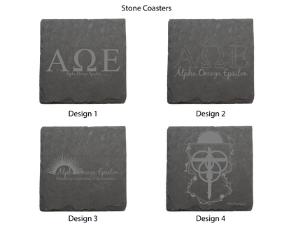 Alpha Omega Epsilon Stone Coasters - 4-Pack