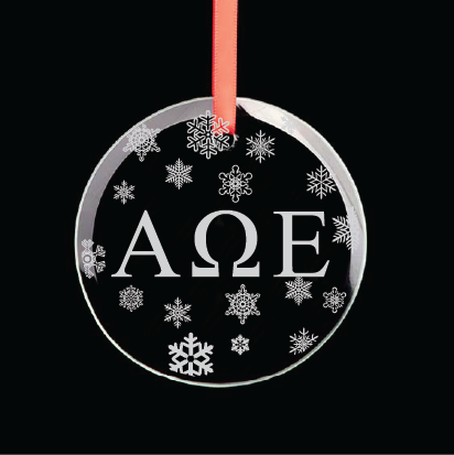 Alpha Omega Epsilon Round Multi-Snowflake Ornament