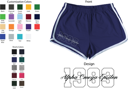 Alpha Omega Epsilon Year and Name Women's Shorts