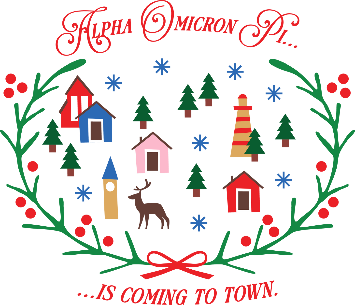 Alpha Omicron Pi Christmas Village Cropped Hoodie