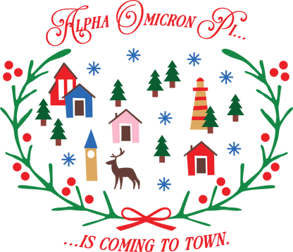 Alpha Omicron Pi Christmas Village Cropped Hoodie