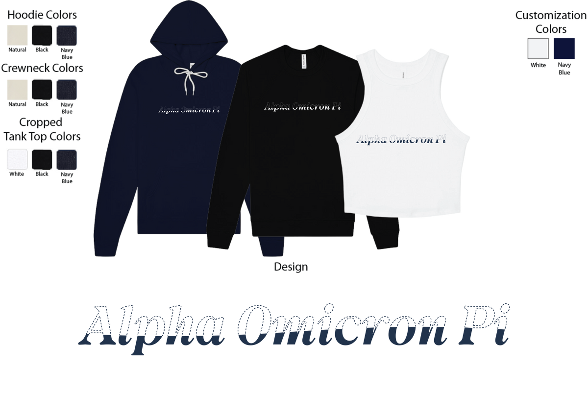 Alpha Omicron Pi Stitched Outline Hoodies