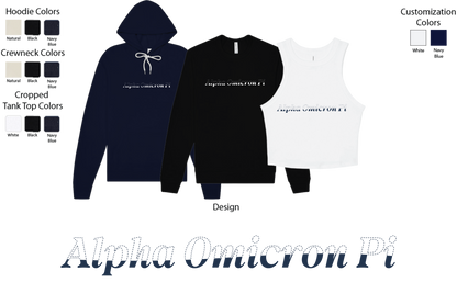 Alpha Omicron Pi Stitched Outline Hoodies