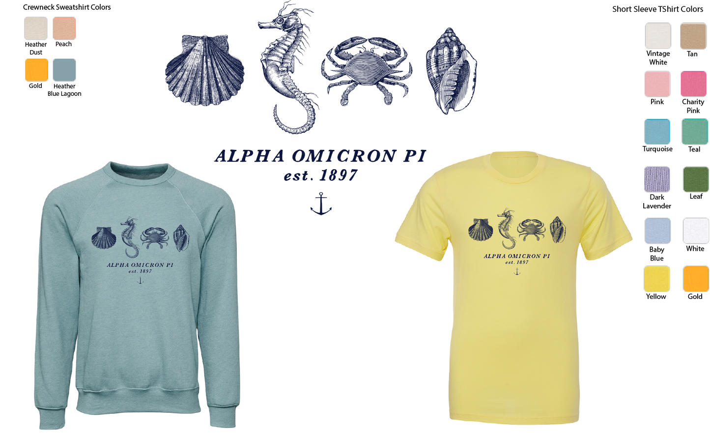 Alpha Omicron Pi Nautical Graphic T-Shirts