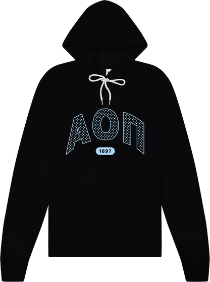 Alpha Omicron Pi polka dot black hoodie