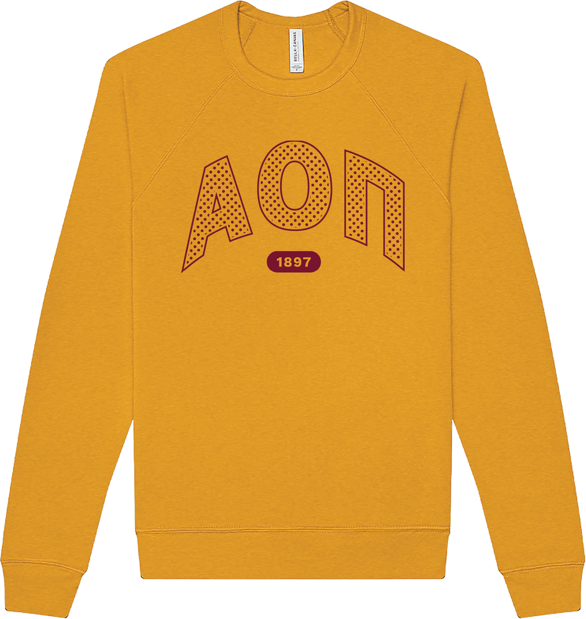 Alpha Omicron Pi polka dot in mustard yellow