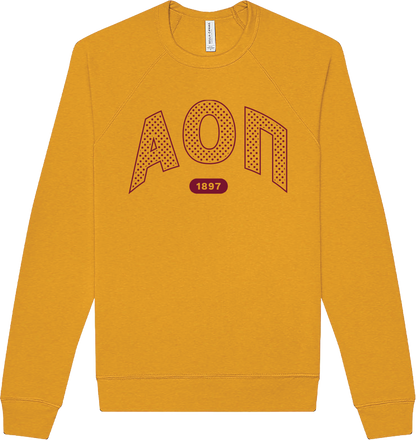 Alpha Omicron Pi polka dot in mustard yellow