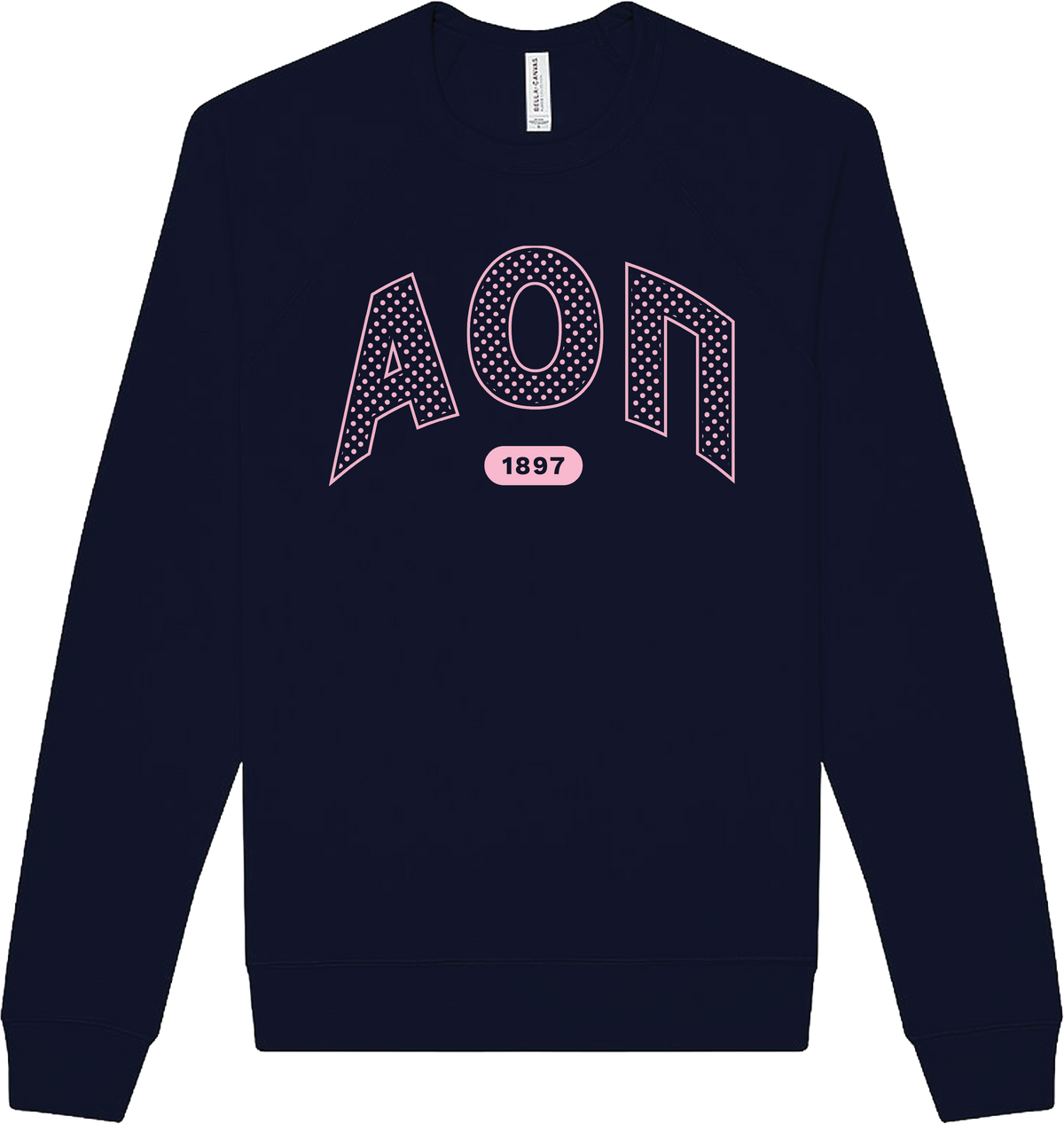 Alpha Omicron Pi polka dot navy