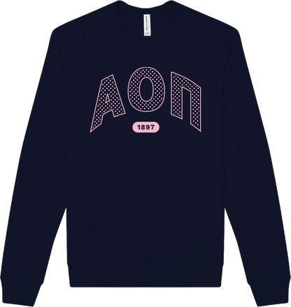 Alpha Omicron Pi polka dot navy