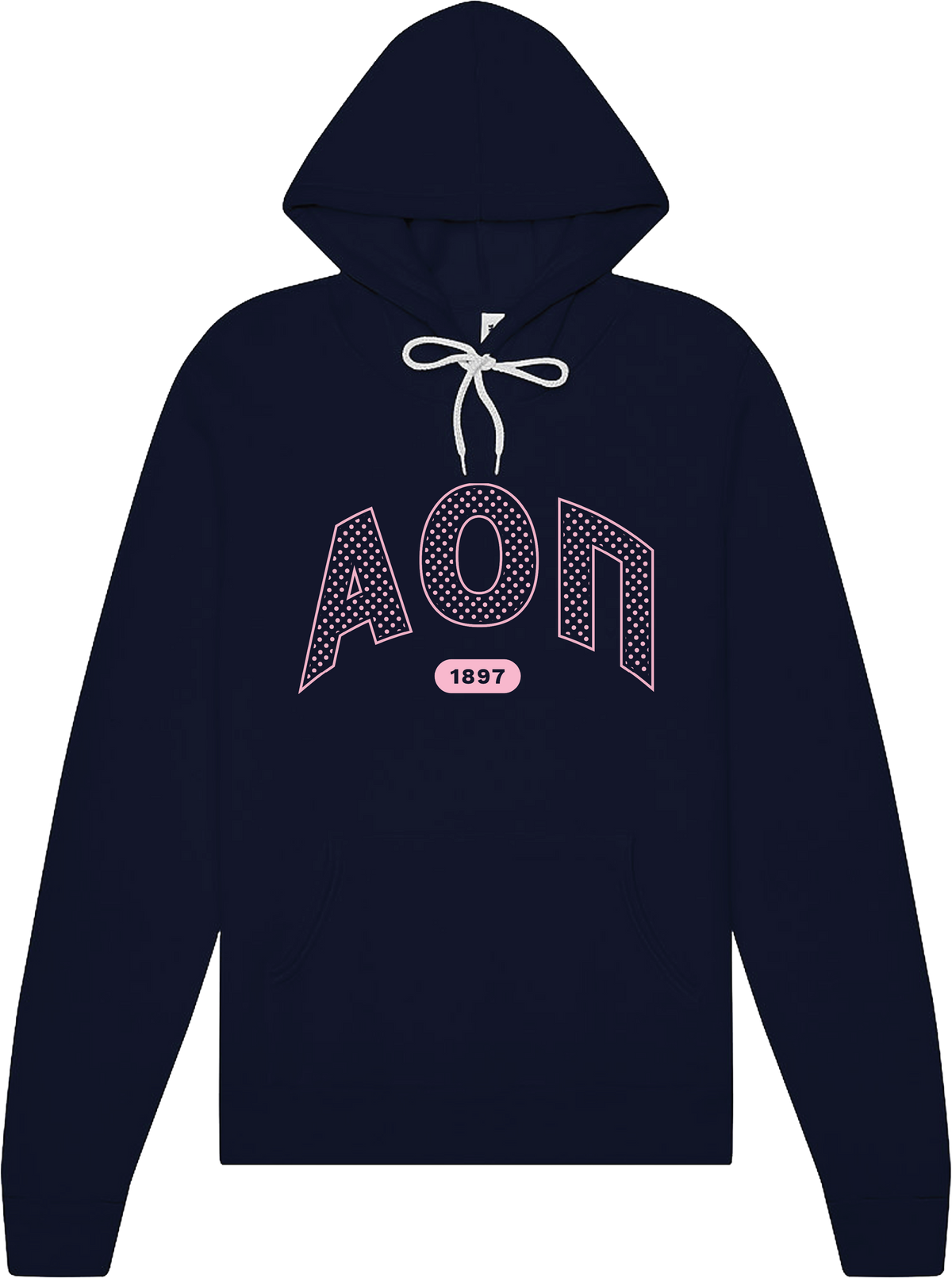 Alpha Omicron Pi polka dot navy hoodie