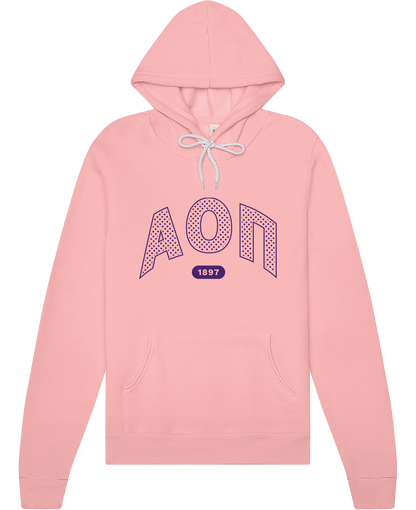 Alpha Omicron Pi polka dot pink hoodie