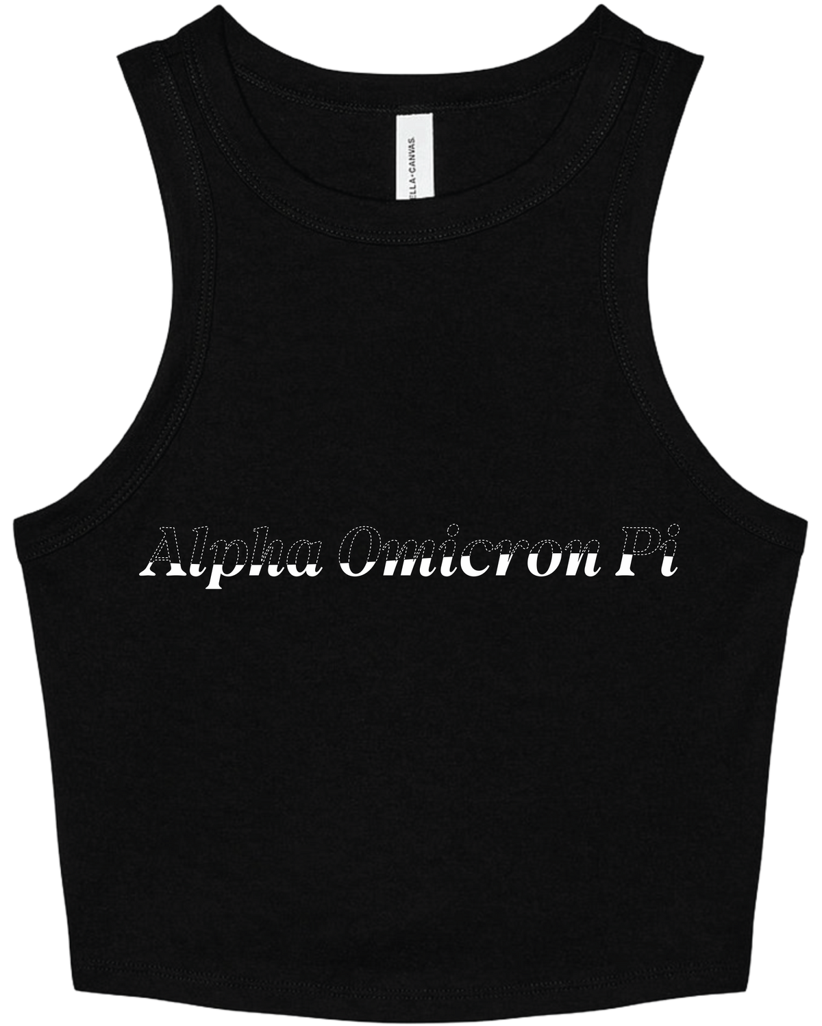 Alpha Omicron Pi Stitched Outline Cropped Tanks