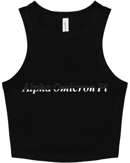 Alpha Omicron Pi Stitched Outline Cropped Tanks