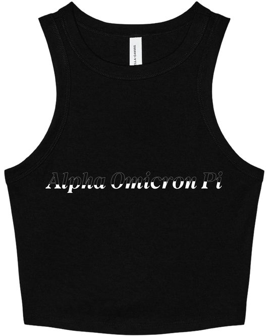 Alpha Omicron Pi Stitched Outline Cropped Tanks