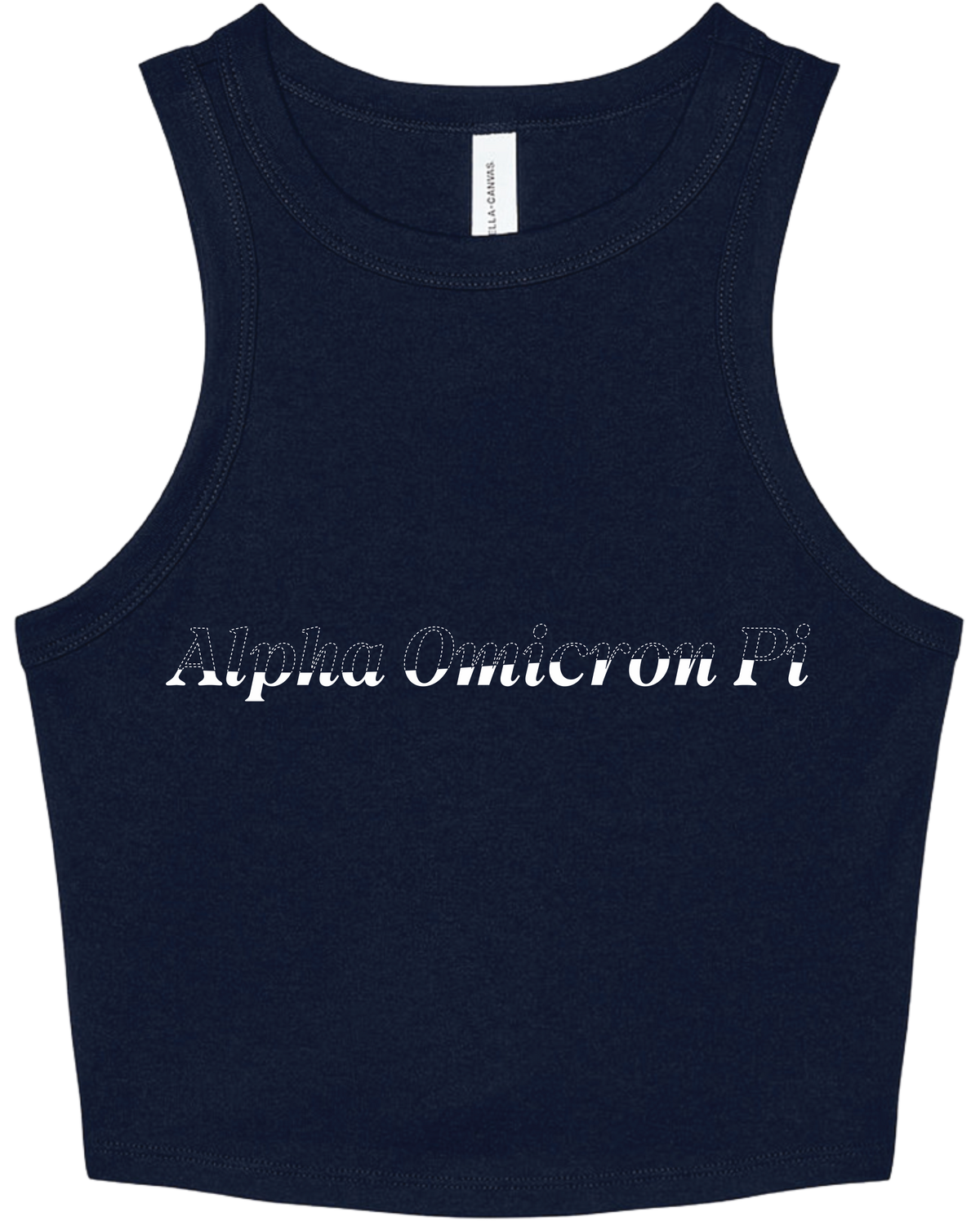 Alpha Omicron Pi Stitched Outline Cropped Tanks