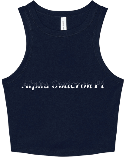 Alpha Omicron Pi Stitched Outline Cropped Tanks