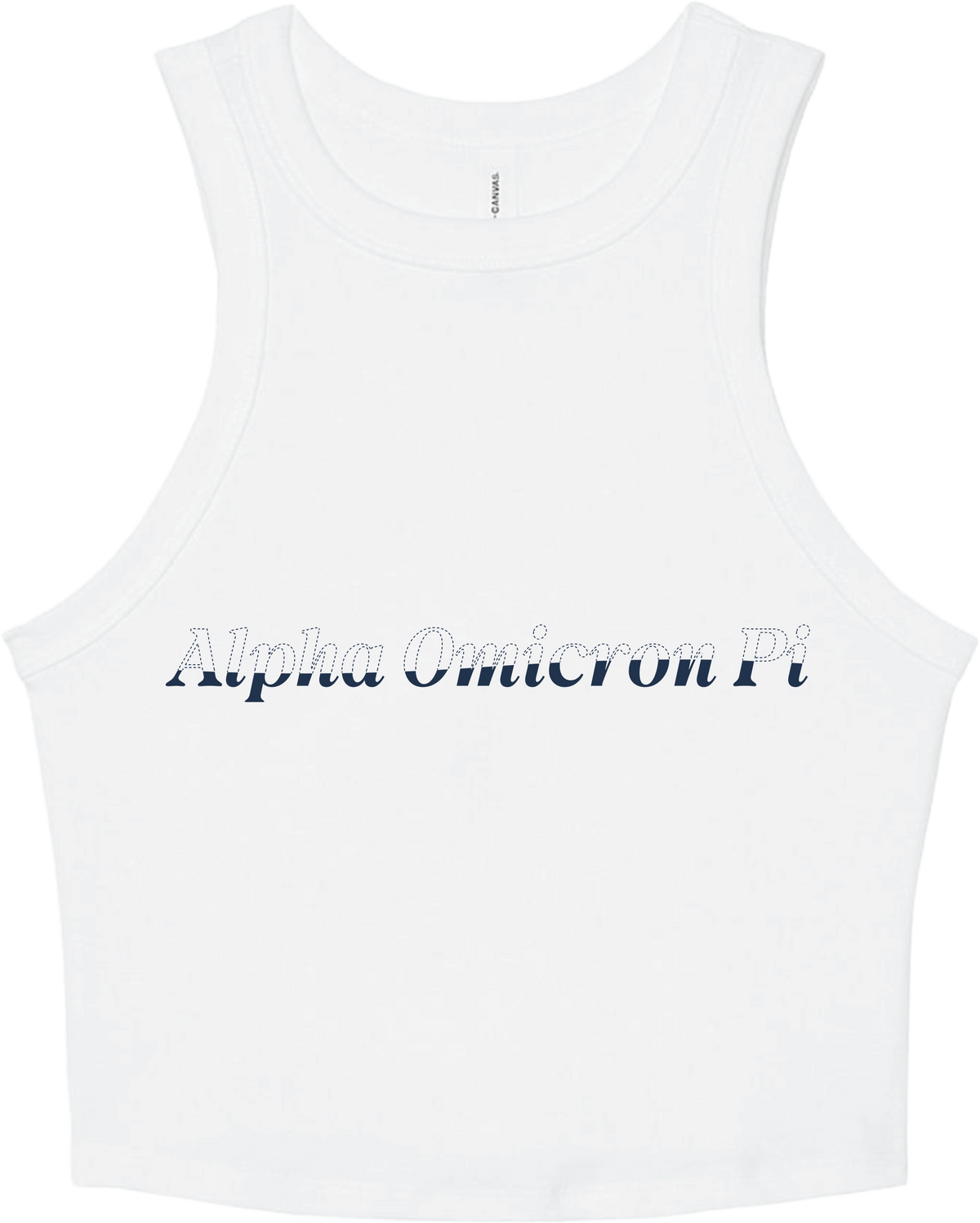 Alpha Omicron Pi Stitched Outline Cropped Tanks