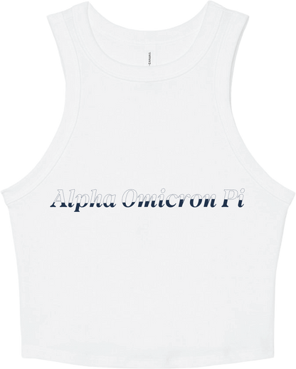Alpha Omicron Pi Stitched Outline Cropped Tanks