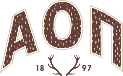 Alpha Omicron Pi Fawn Print Varsity Crewneck