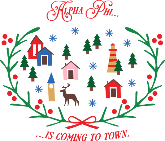 Alpha Phi Christmas Village Cropped Hoodie