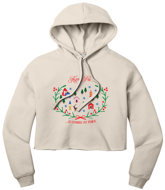 Alpha Phi Christmas Village Cropped Hoodie