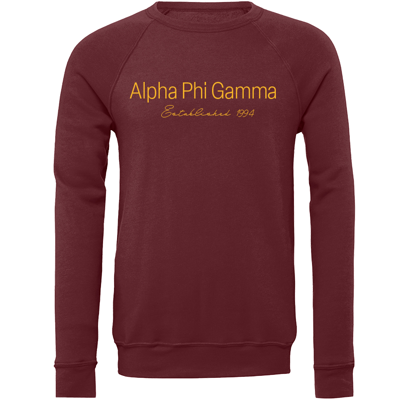 Alpha Phi Gamma Embroidered Printed Name Crewneck Sweatshirts