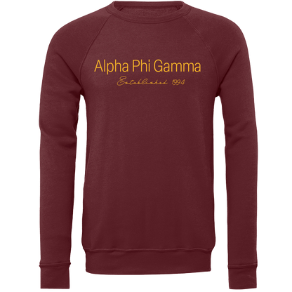 Alpha Phi Gamma Embroidered Printed Name Crewneck Sweatshirts