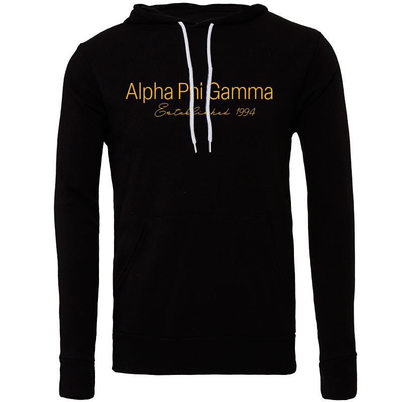 Alpha Phi Gamma Embroidered Printed Name Hooded Sweatshirts