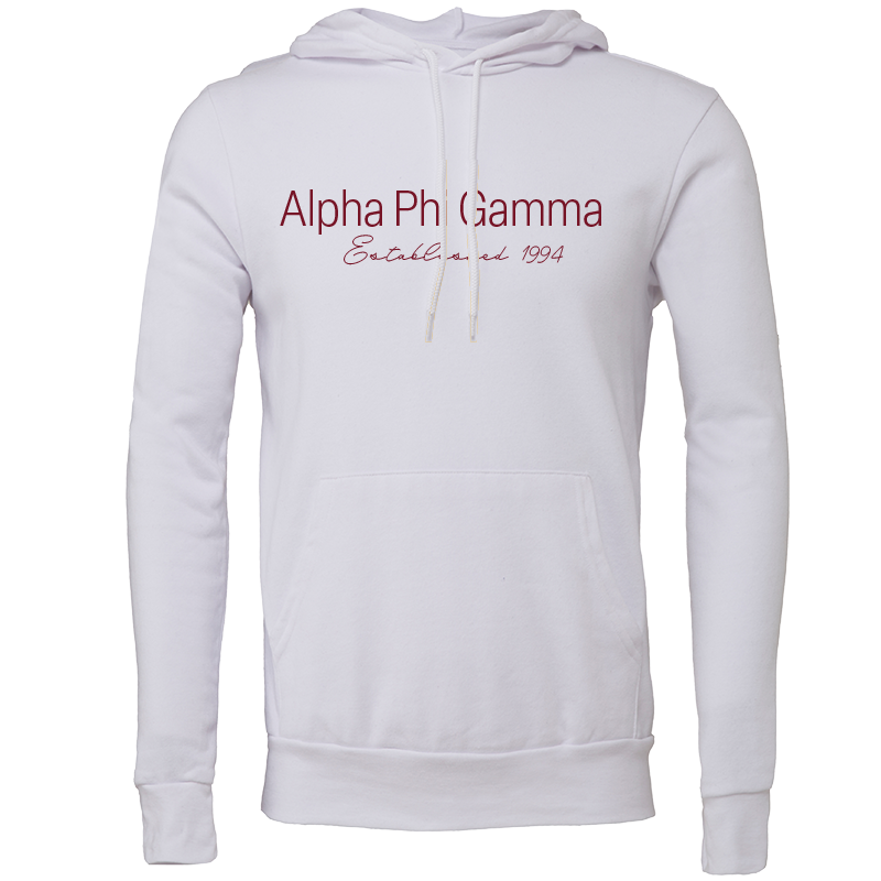 Alpha Phi Gamma Embroidered Printed Name Hooded Sweatshirts