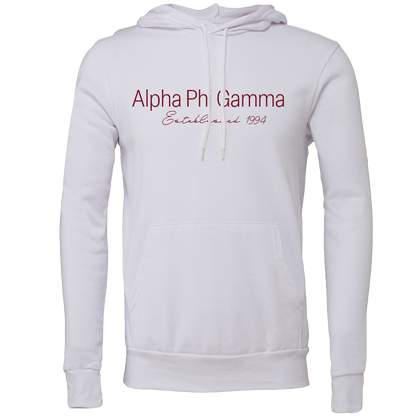 Alpha Phi Gamma Embroidered Printed Name Hooded Sweatshirts