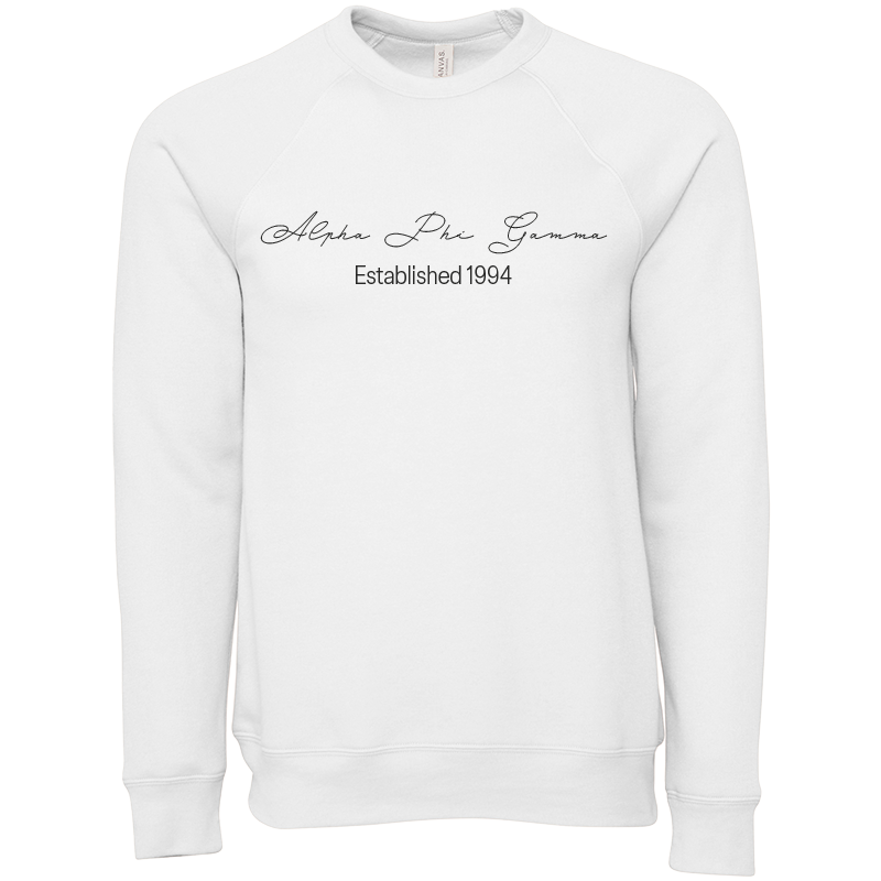 Alpha Phi Gamma Embroidered Scripted Name Crewneck Sweatshirts