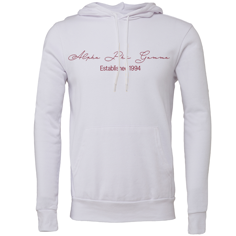 Alpha Phi Gamma Embroidered Scripted Name Hooded Sweatshirts