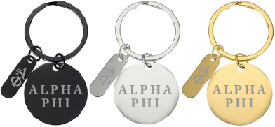 Alpha Phi Name and Letters Keychains