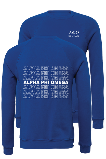 Alpha Phi Omega Repeating Name Crewneck Sweatshirts