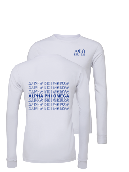 Alpha Phi Omega Repeating Name Long Sleeve T-Shirts