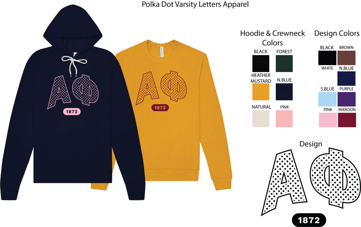 Alpha Phi Varsity Polka Dot Crewneck