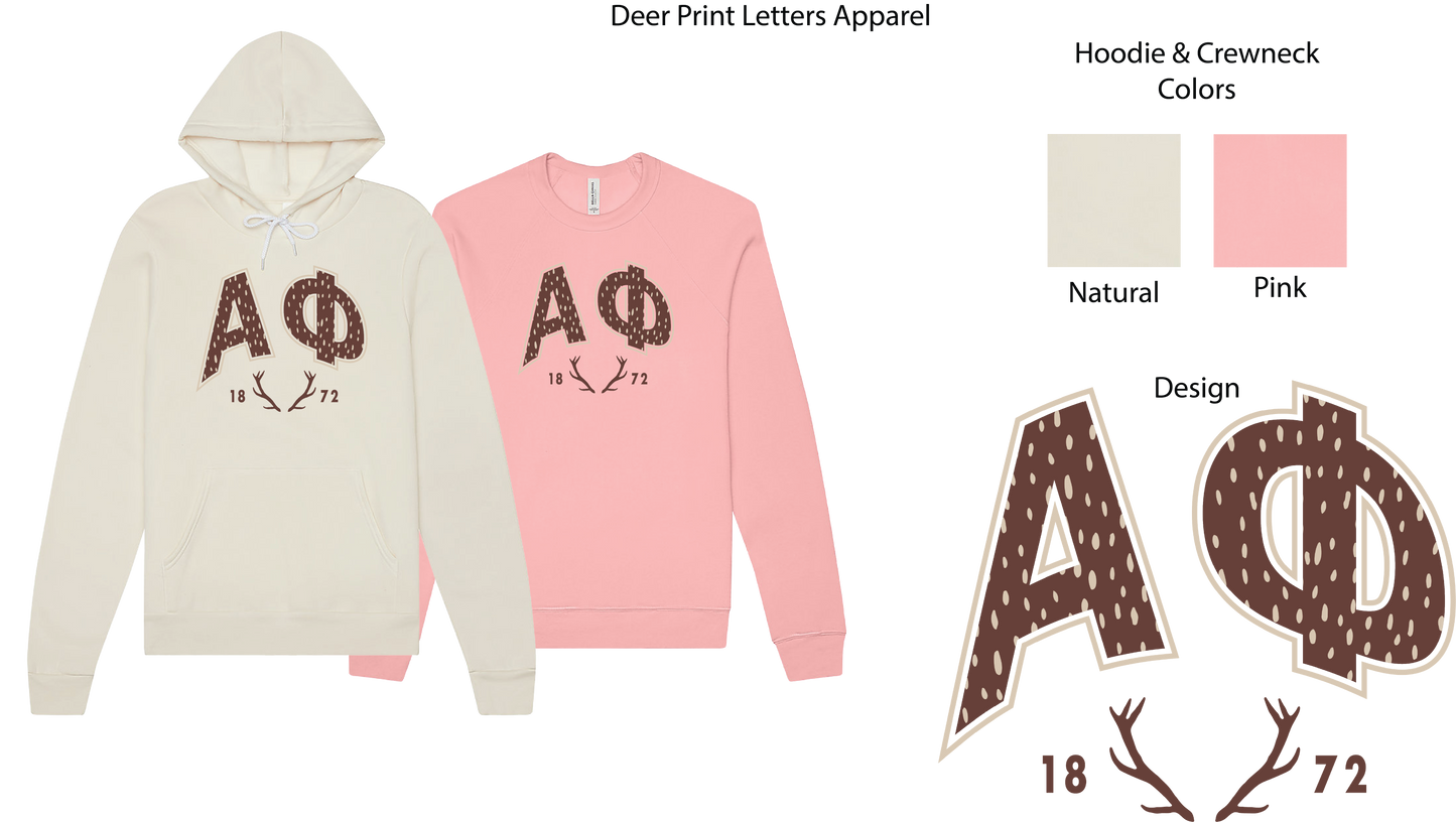 Alpha Phi Fawn Print Varsity Hoodie
