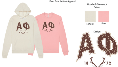 Alpha Phi Fawn Print Varsity Hoodie
