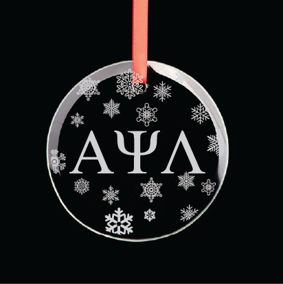 Alpha Psi Lambda Round Multi-Snowflake Ornament