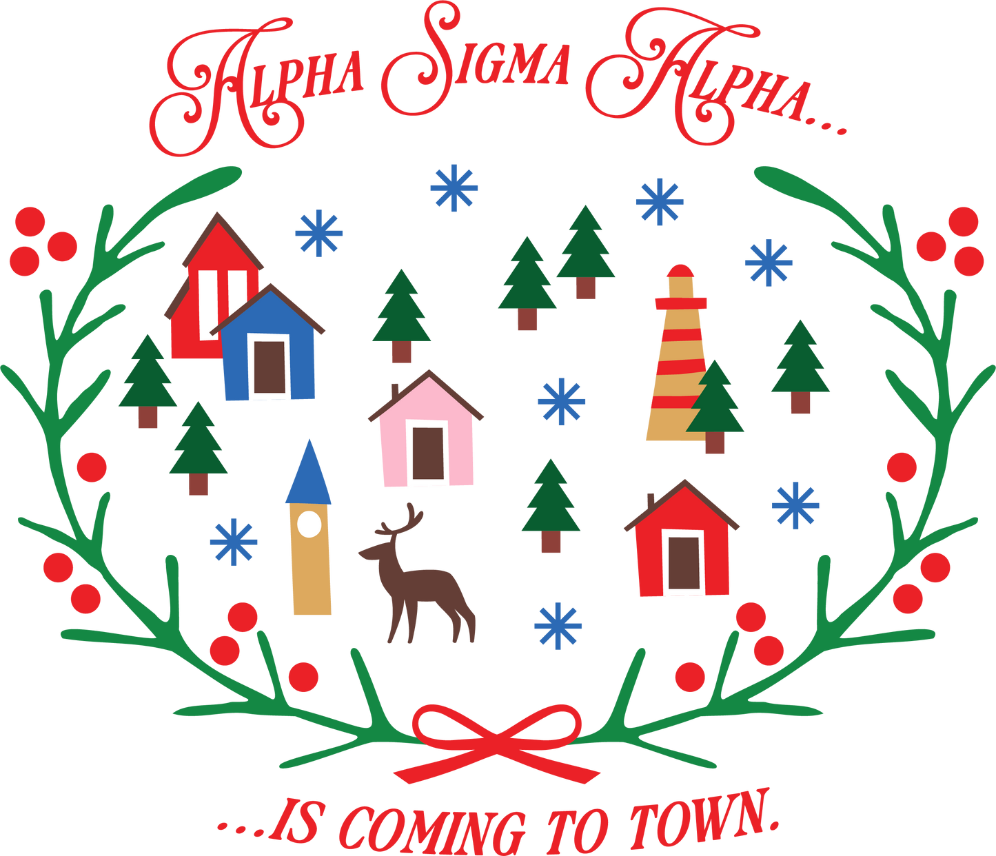 Alpha Sigma Alpha Christmas Village Cropped Hoodie